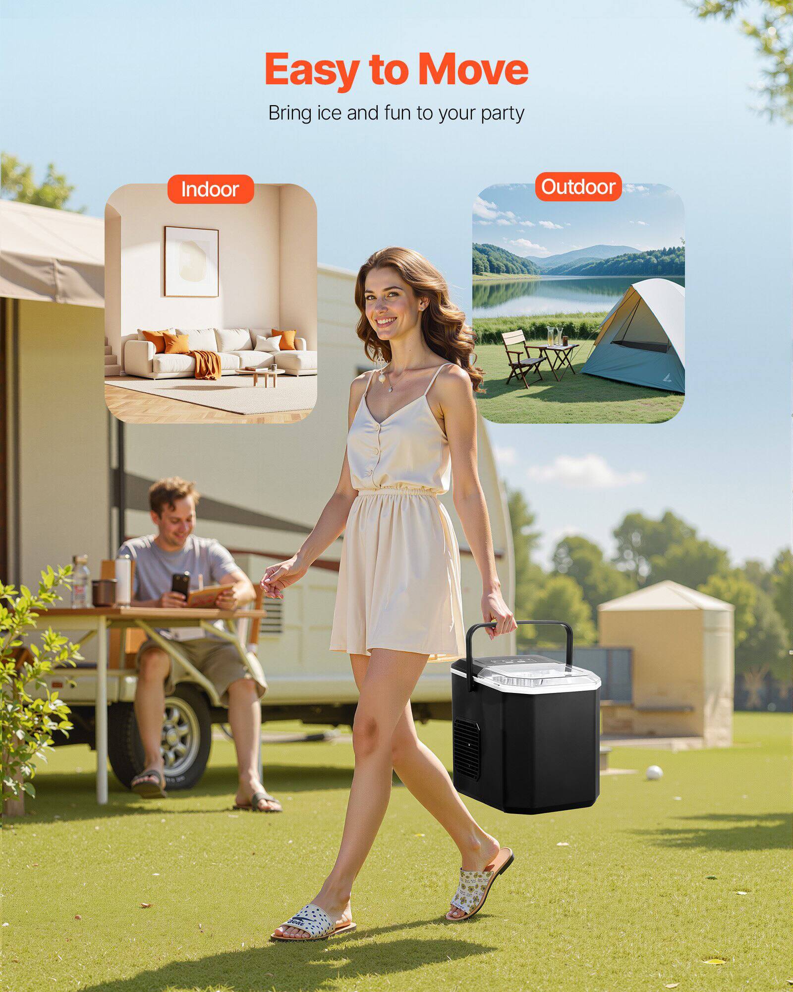 Easy to Move  
Bring ice and fun to your party  

Indoor  
Outdoor