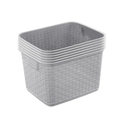 Front. Sterilite - Sterilite Tall Wicker Weave Plastic Laundry Hamper Storage Basket, Gray (6 Pack) - Gray.