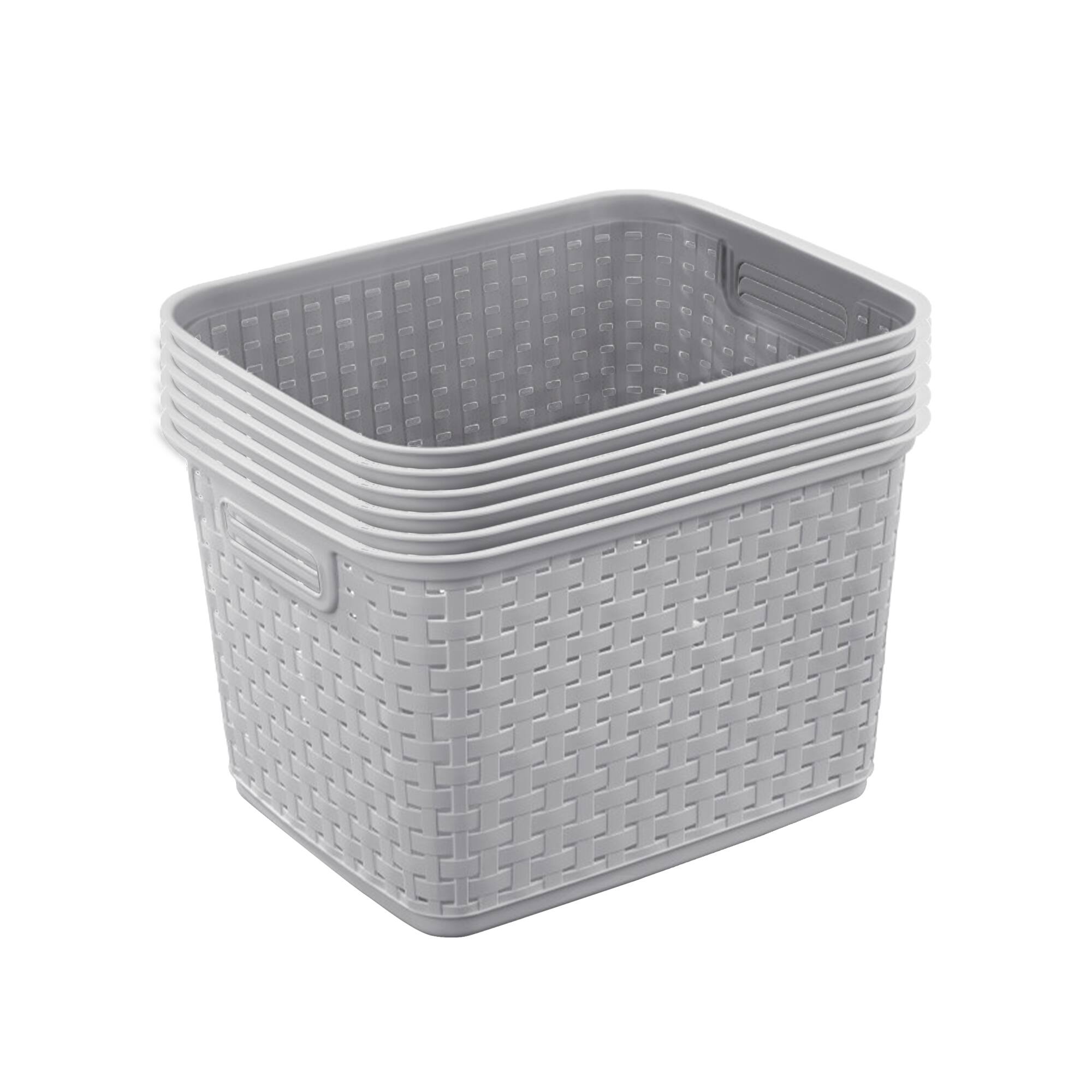 Front. Sterilite - Sterilite Tall Wicker Weave Plastic Laundry Hamper Storage Basket, Gray (6 Pack) - Gray.