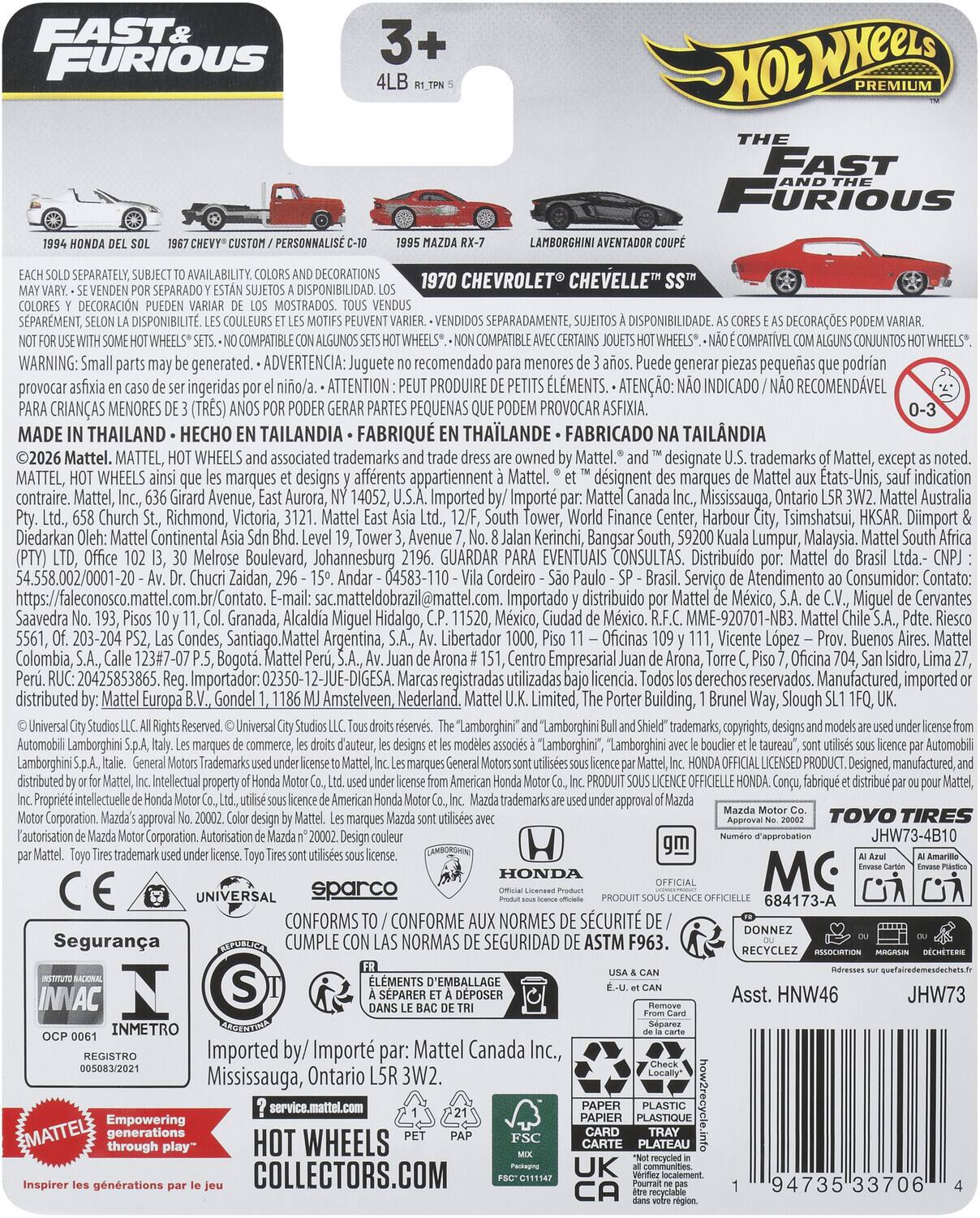 FAST & FURIOUS PREMIUM LAMBORGHINI SEPARATELY, AVAILABILITY DECORATIONS CHEVROLET SEVENDEN DISPONIBILIDAD. DECORACIN MOSTRADOS. SPARMENT, DISPONIBILIT DISPONIBILIDADE DECORAES COMPATIBLE COMPATIBLE COMPATVEL CONJUNTOS WARNING: generated. ADVERTENCIA: Juguete recomendado generar piezas pequeas podrian provocar ingeridas ATTENTION PRODUIRE LMENTS. RECOMENDVEL CRIANAS MENORES (TRES) PEQUENAS PROVOCAR ASFIXIA. MADE THAILAND HCHO TAILANDIA FABRIQUE EN TAILANDIA Mattel. MATTEL, WHEELS associated trademarks designate trademarks Mattel, except MATTEL, WHEELS marques designs affrents appartiennent Mattel. dsignent marques Mattel indication contraire. Mattel, Avenue, Aurora, 14052, Mattel Canada Mississauga, Ontario Australia Church Richmond, Victoria, Mattel Tower, Finance Center, Harbour Tsimshatsui, HKSAR. Diimport Diedarkan Mattel Continental