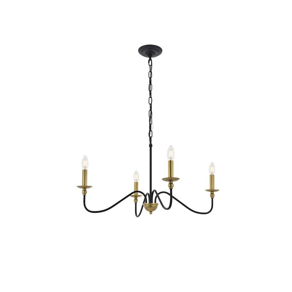 Alt View 6. Living District - Rohan 4 Light Matte Black And Brass Pendant - Matte Black And Brass.