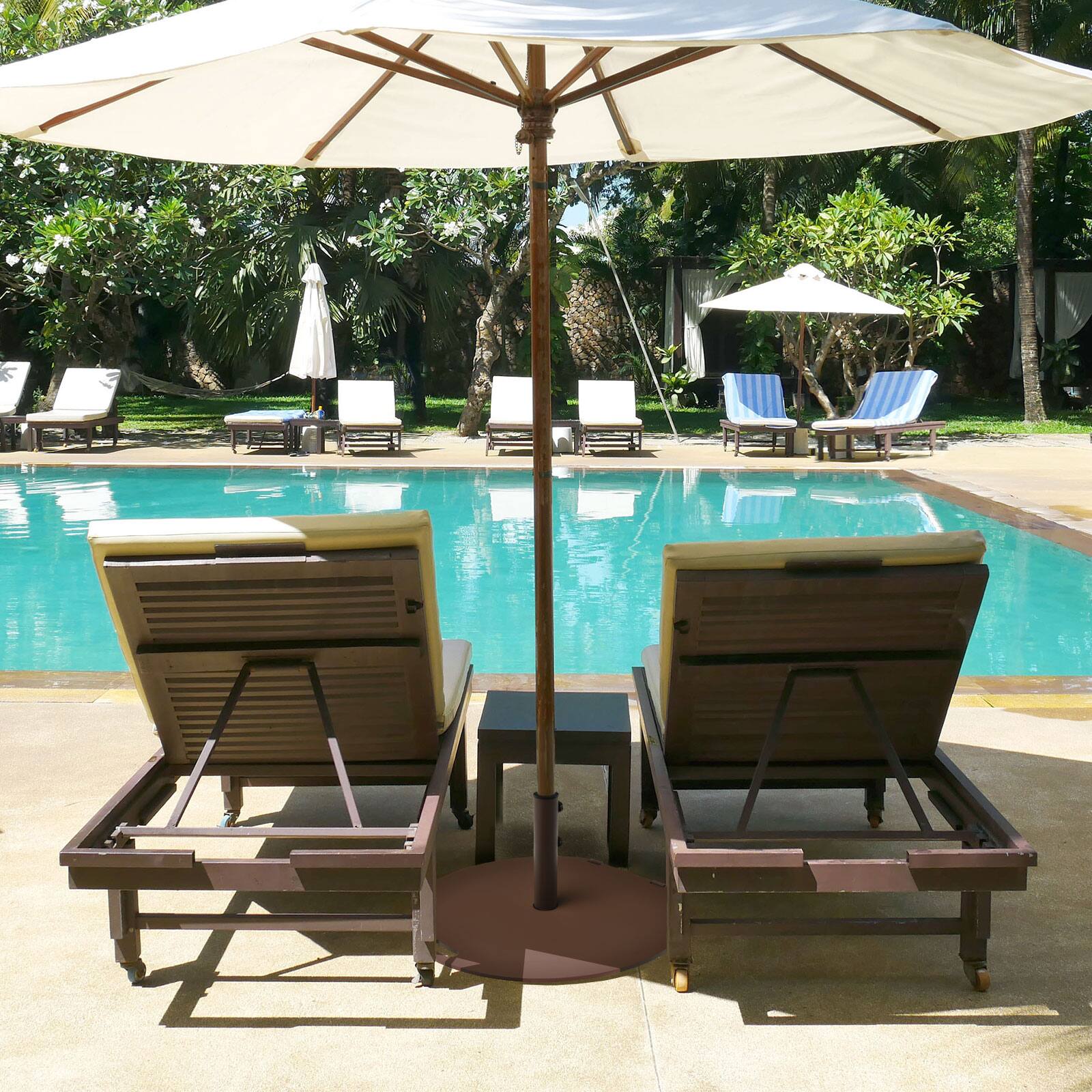 Alt View 4. Costway - Patio 50LBS Umbrella Base Market Umbrella Stand Wheels Handle - Brown.