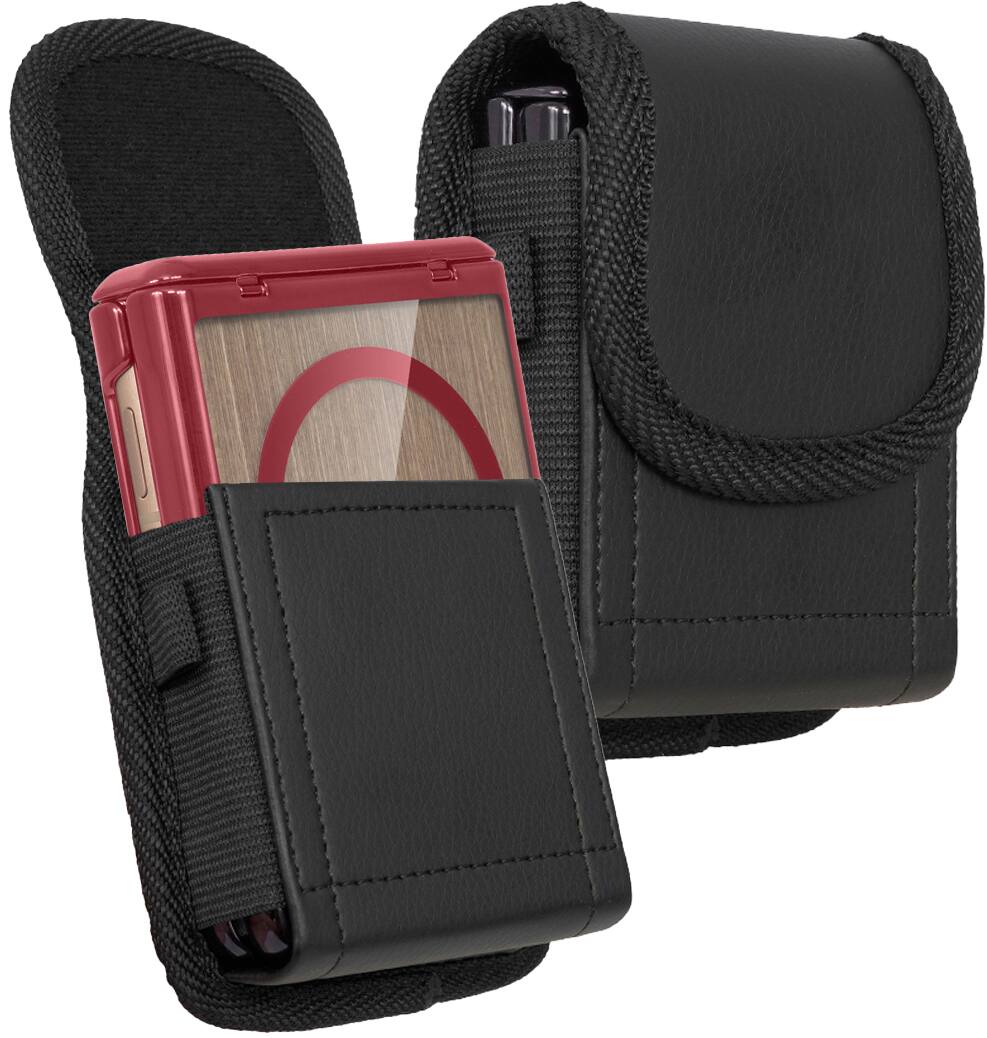 Front. Nakedcellphone - Combo for Motorola RAZR ULTRA 2025/2026 - Case with Screen/Hinge Protector and Belt Clip Pouch - Red.