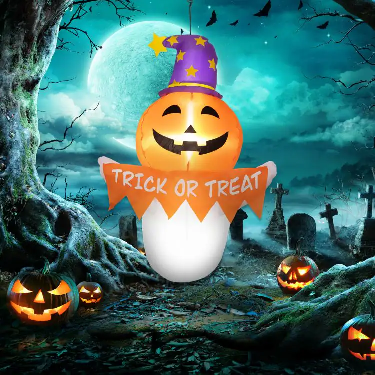 Led Windows Light Display PULUZ 3.4ft Inflatable Halloween Window Sticker Ghost with Face, Blow ...
