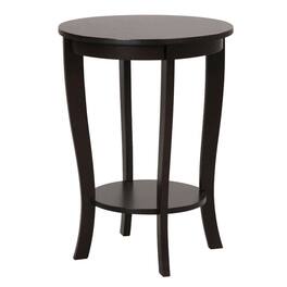 Pefilos - 2-tier Round End Table with Solid Wood Legs-Espresso, Nightstand Small Side Table, End Table for Bedroom Living Room - Brown