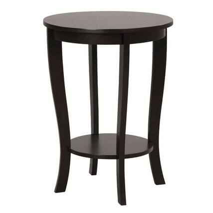 Front. Pefilos - 2-tier Round End Table with Solid Wood Legs-Espresso, Nightstand Small Side Table, End Table for Bedroom Living Room - Brown.