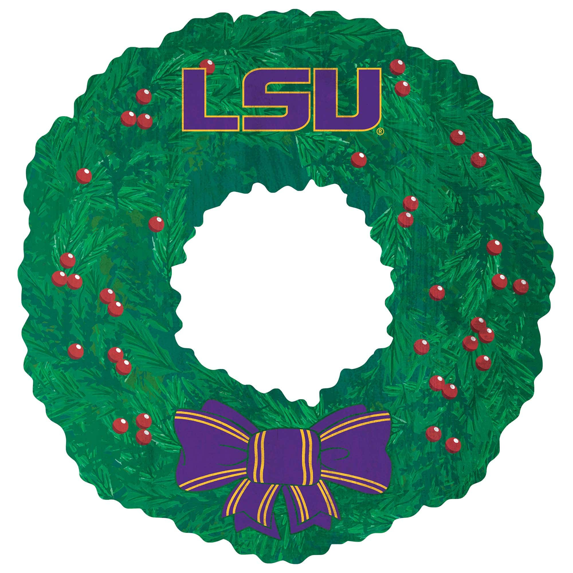 Front. Fan Creations - LSU Tigers 16'' Team Wreath Sign - Green.
