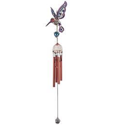FC Design - 20" Long Purple Hummingbird Copper and Gem Wind Chime Outdoor Patio or Garden Hanging Decoration - Multi-Color