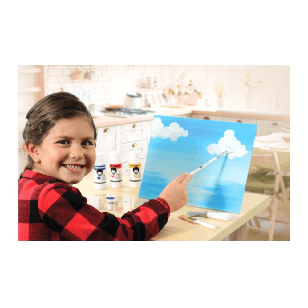 Left. Bob Ross - Bob Ross for Kids: Happy Lessons in a Box All-in-One Paint Along Kit.