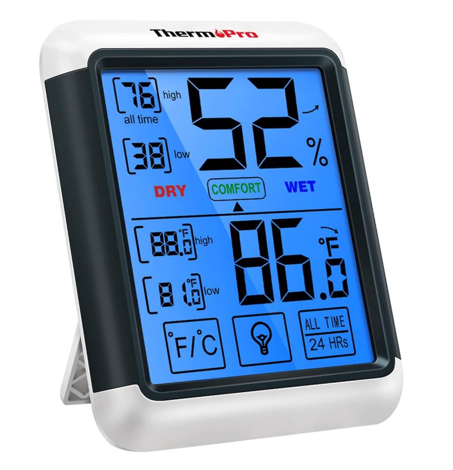 ThermPro 1 high all time low 52 % DRY COMFORT WET FCu high 88.0°F low 81.0°F ALL TIME 24 HRS