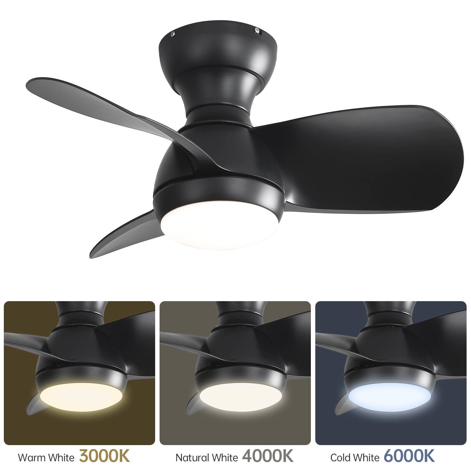 Warm White 3000K  
Natural White 4000K  
Cold White 6000K