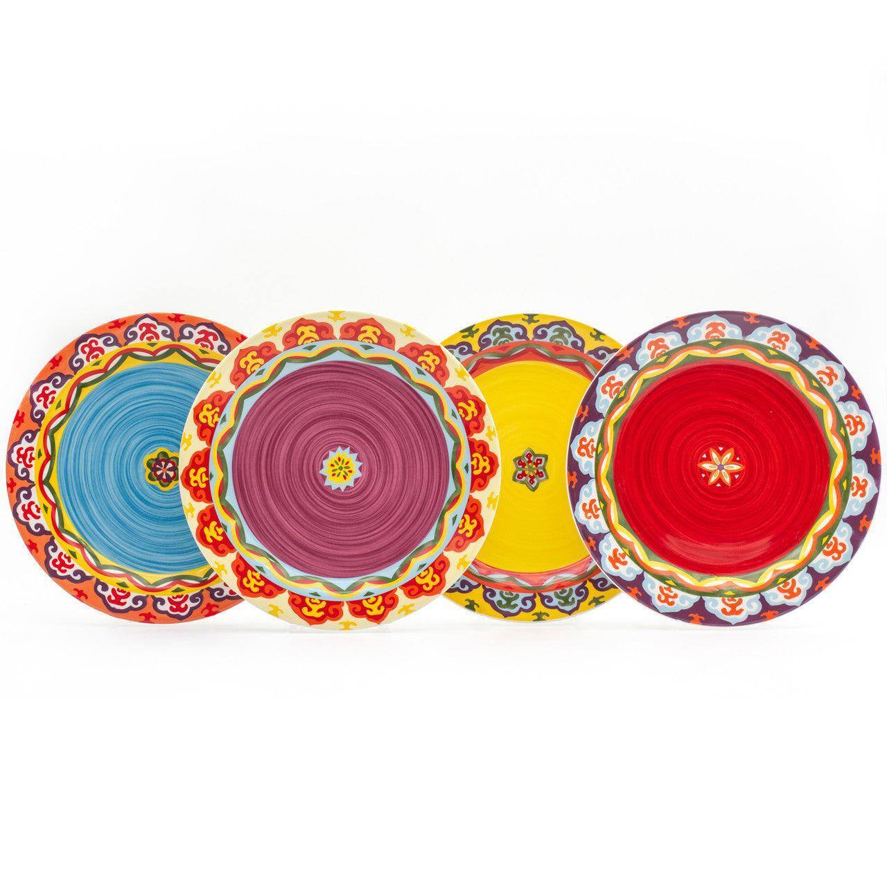 Left. Euro Ceramica Home - Galicia 16 Piece Stoneware Dinnerware Set, Service for 4 - Multicolor.