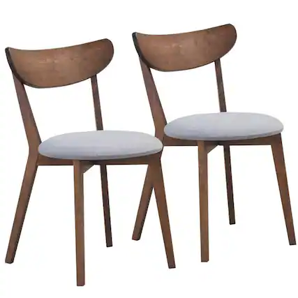 Front. SlickBlue - Curved Back Upholstered Dining Chairs Set of 2 for Kitchen or Dining Room - Walnut.