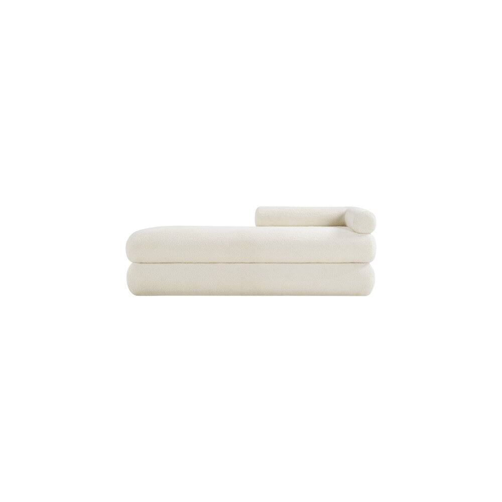Alt View 2. Meridian Furniture - Kennedy Cream Faux Shearling Teddy Fabric Bench - Beige.