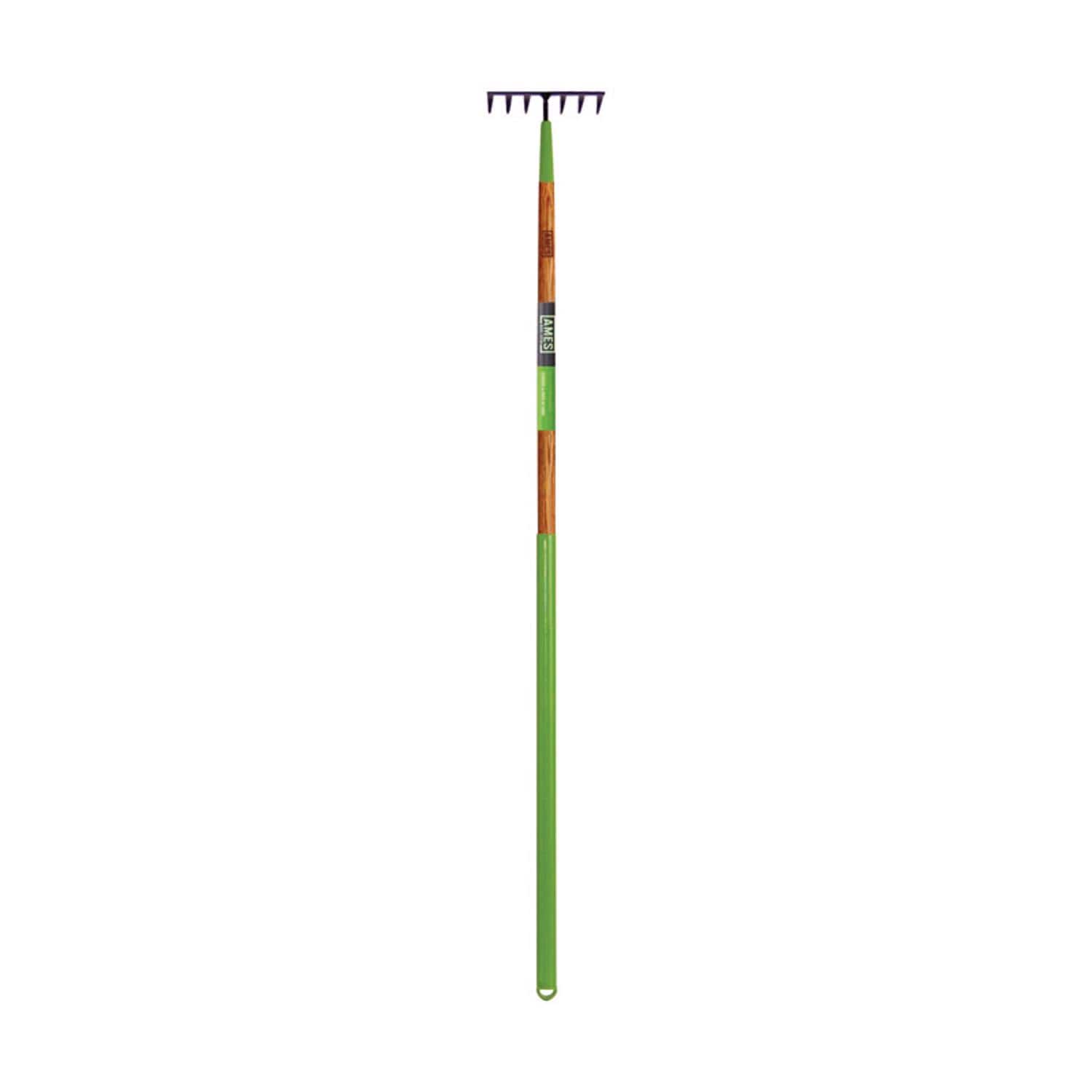 Ames - 50.5 in. 7 Tine Steel Level Rake Wood Handle