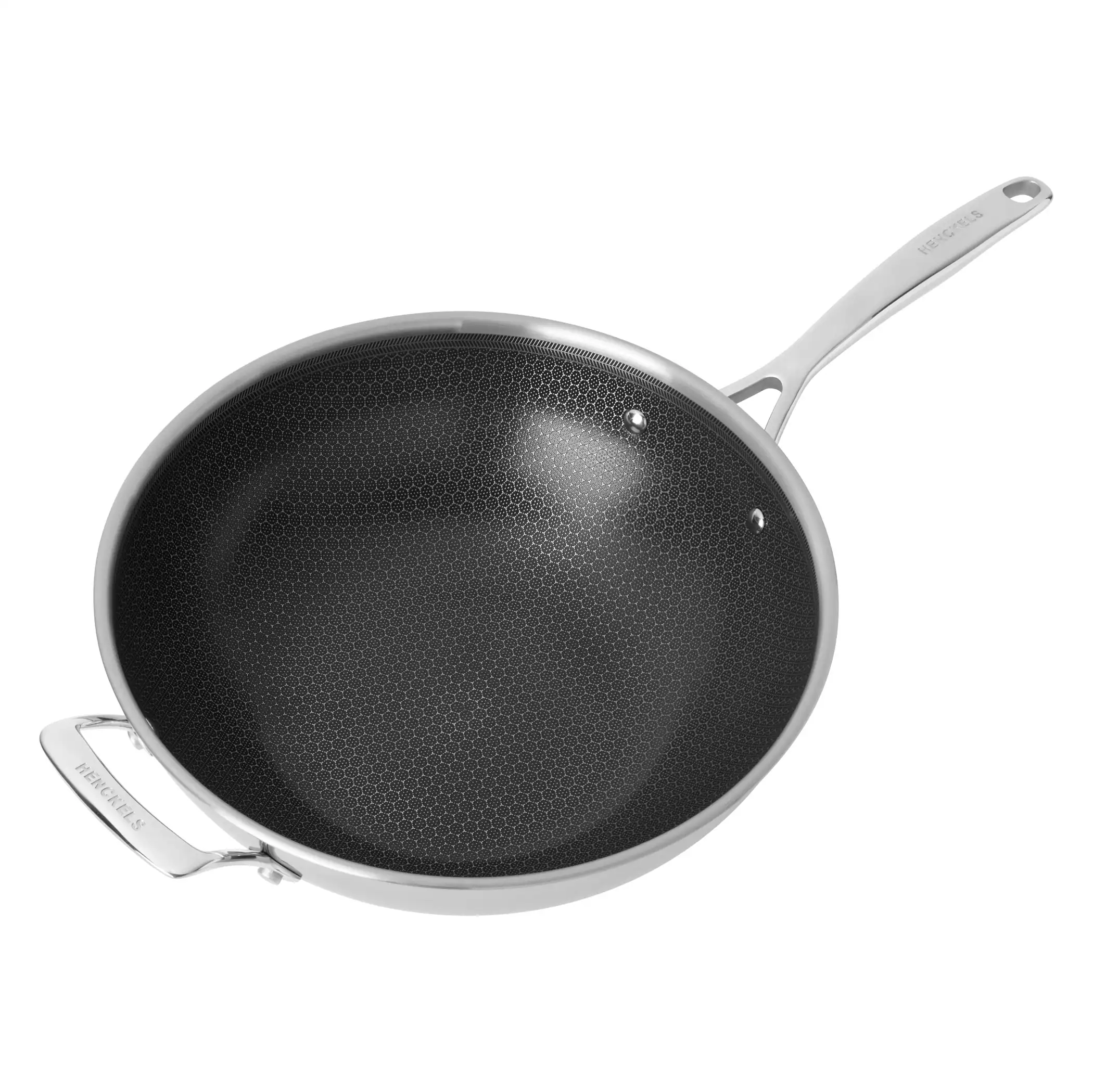 Henckels - Paradigm Ceramic 12-inch Dual Performance Wok with Lid - Stainless Steel