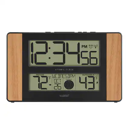 PM 12:34:56
ATOMIC CLOCK
INDOOR 72°F
WEDNESDAY OCT 26
OUTDOOR 43°F
MOON PHASE
LA CROSSE TECHNOLOGY