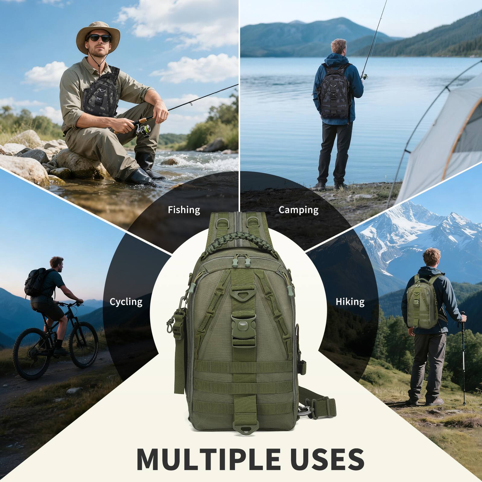 Fishing  
Camping  
Cycling  
Hiking  

MULTIPLE USES
