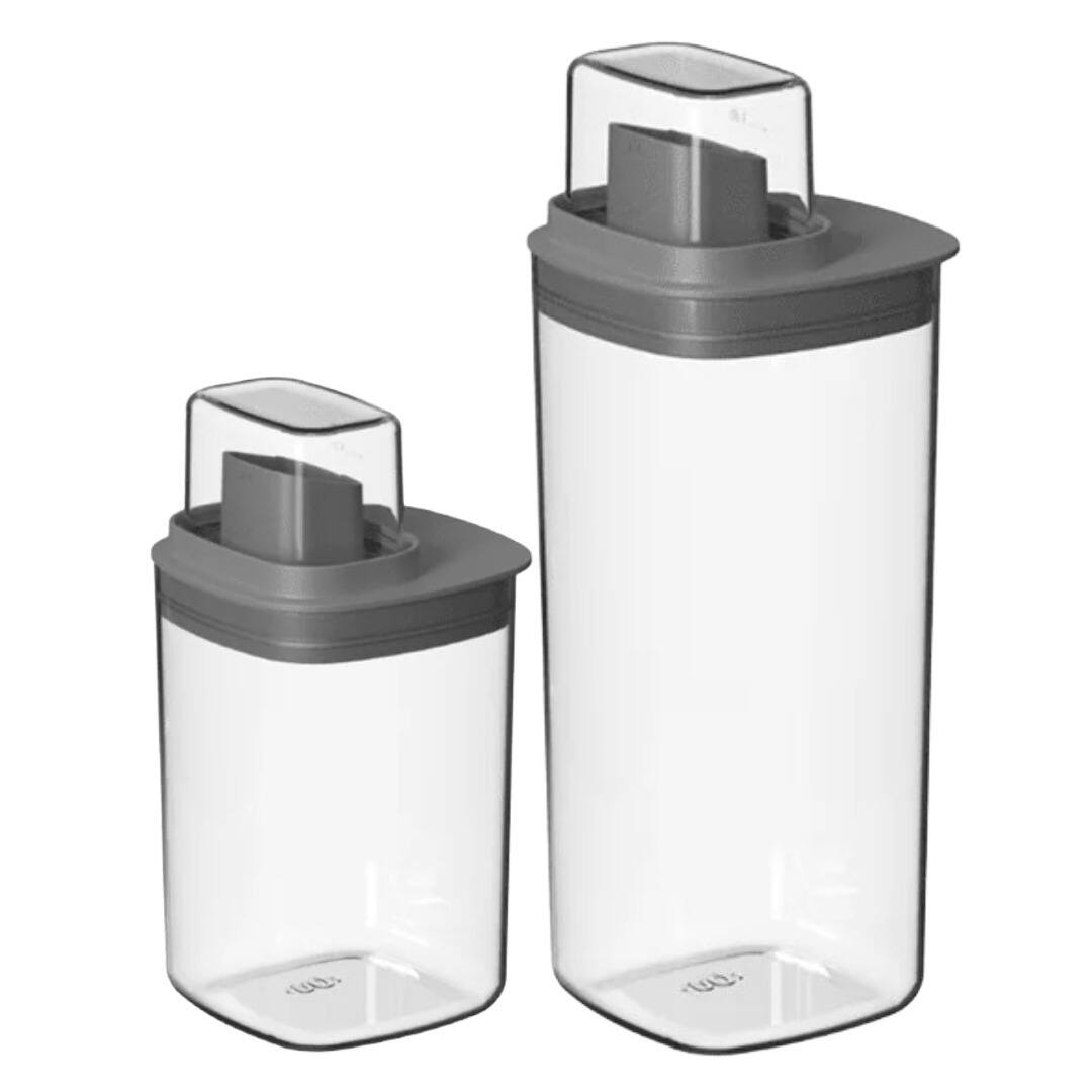 OU - 34 oz & 50 oz 2‑Pack Airtight Laundry Dispenser Set with Measuring Cap Soap & Detergent Organizer - Dark Gray price history on PriceWatchPro