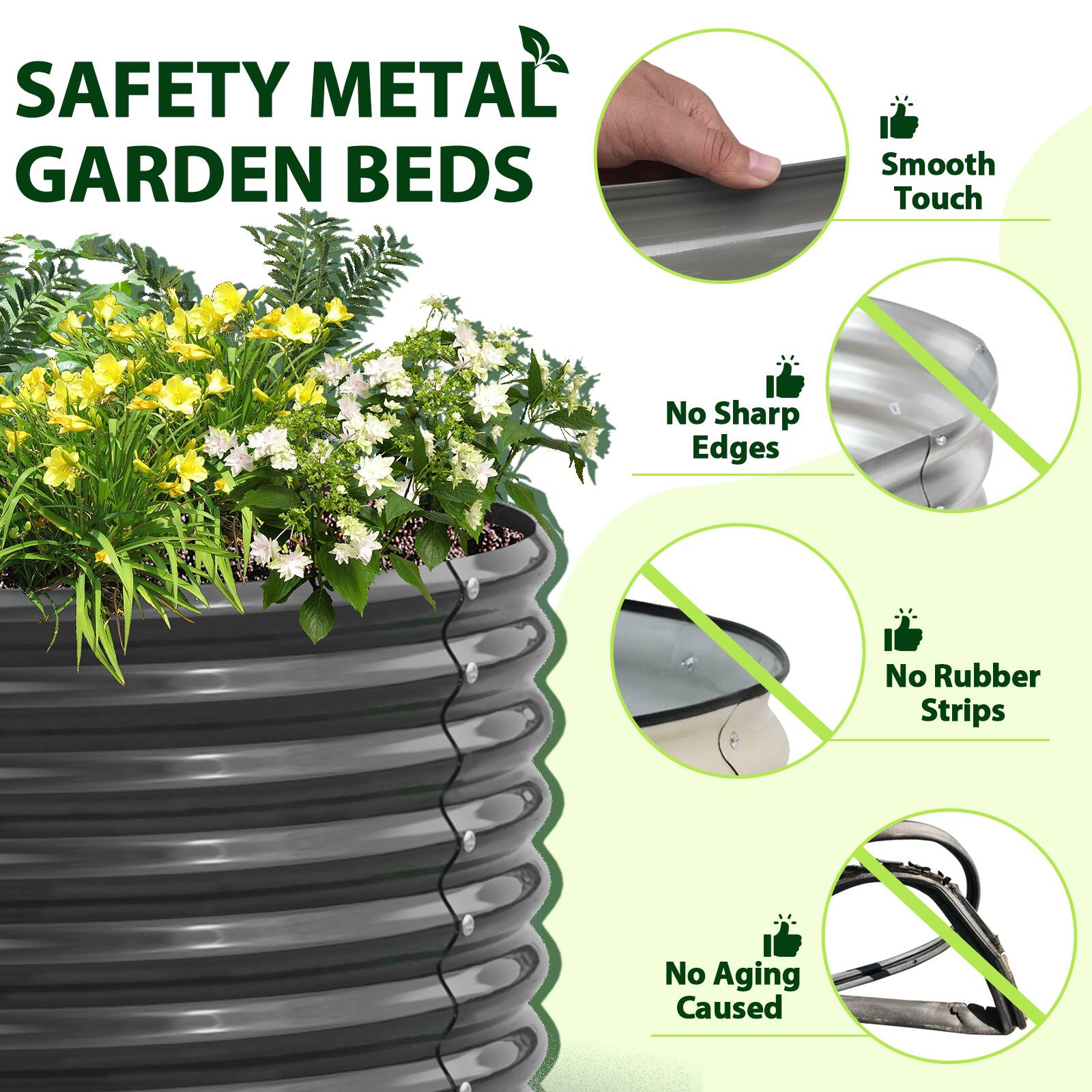 SAFETY METAL GARDEN BEDS

- Smooth Touch
- No Sharp Edges
- No Rubber Strips
- No Aging Caused