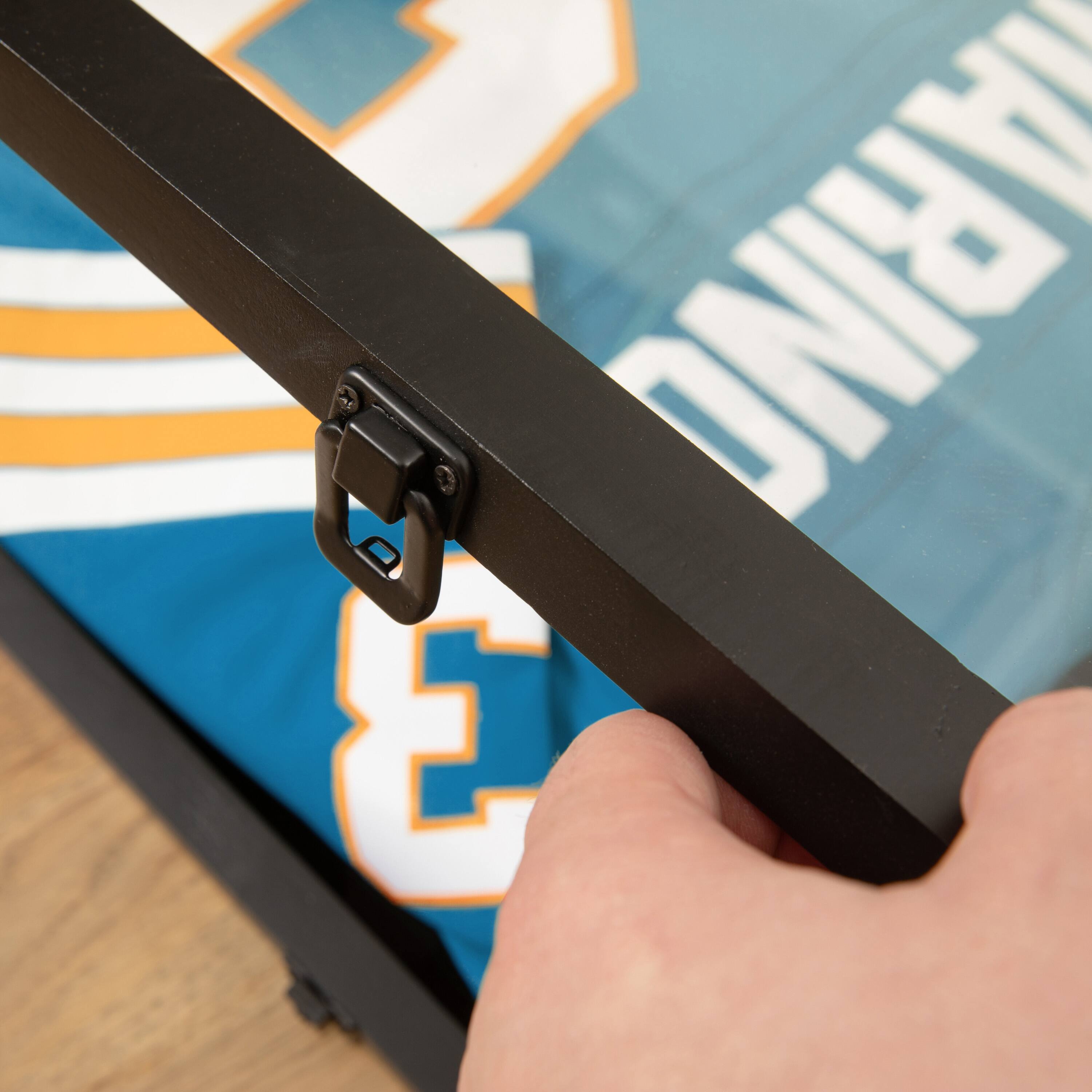 Alt View 3. Emma + Oliver - Wooden Jersey Display Case with Foam Board and Keyed Lock - Black.