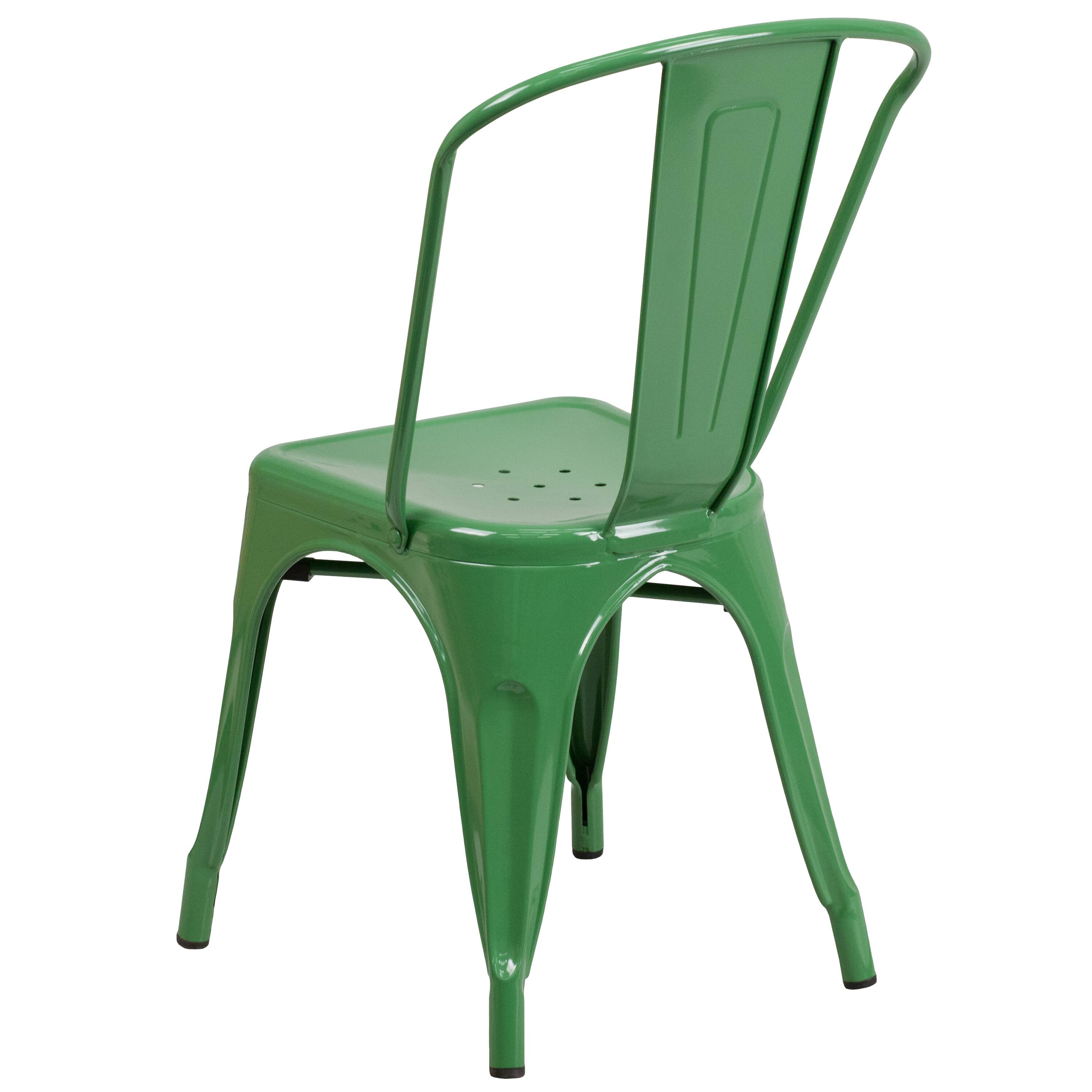 Alt View 5. Emma + Oliver - Commercial Grade Colorful Metal Indoor-Outdoor Stackable Dining Chair - Green.