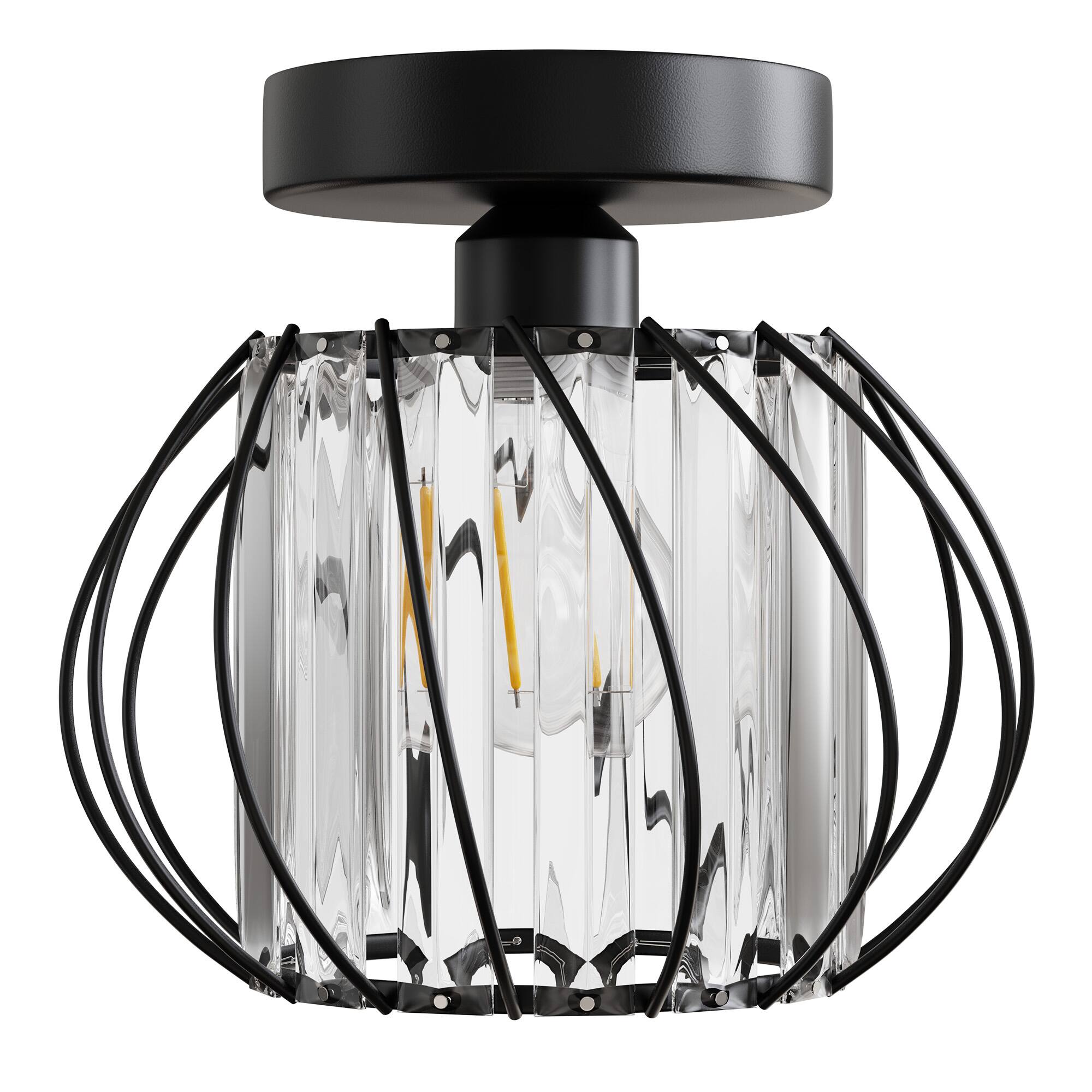 Front. Jandcase - JANDCASE 1-Light Black Semi-Flush Mount Ceiling Light, E26 Socket, Non-Integrated Bulbs, Modern Design, for Hallway - Black.