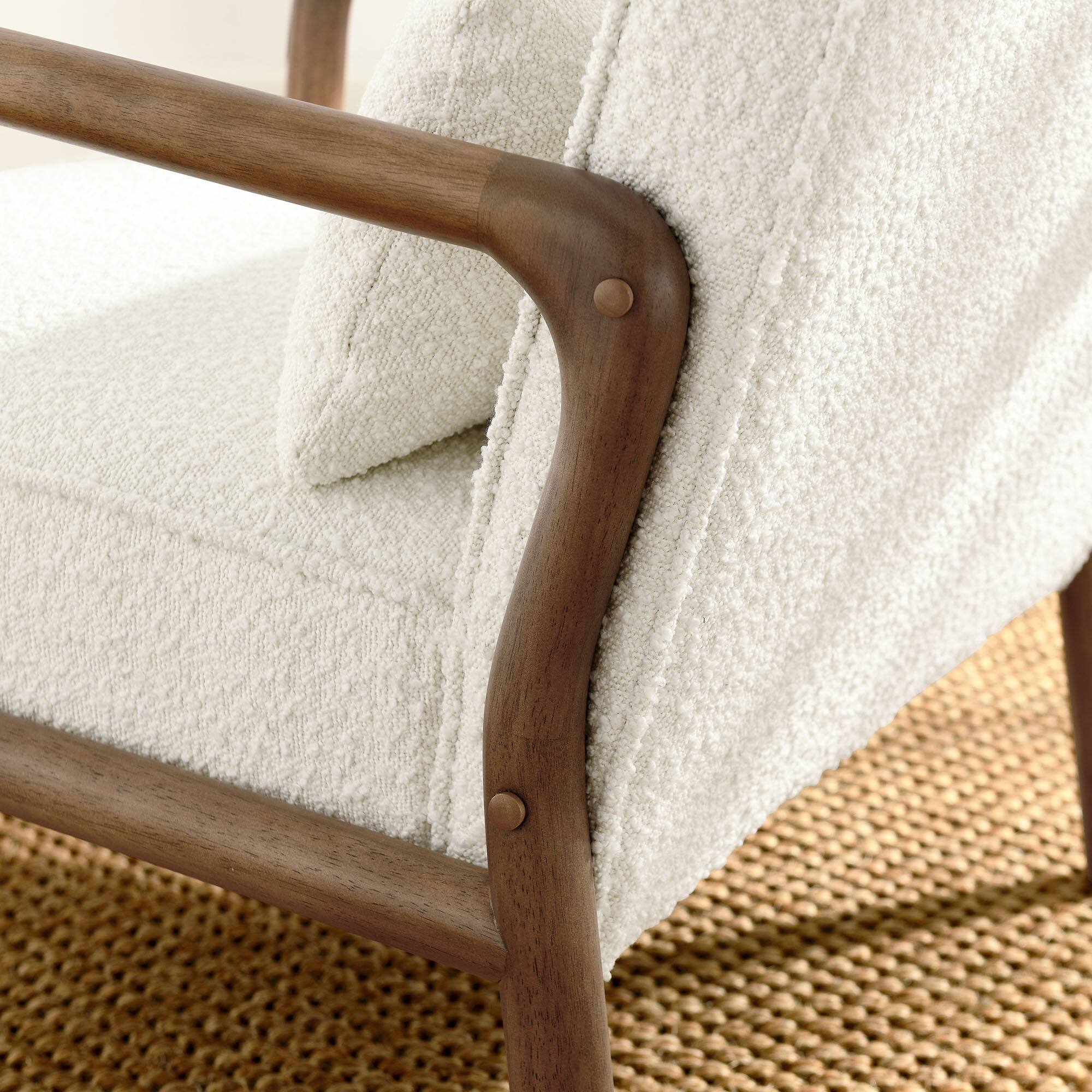 Alt View 5. Modway - Charlie Boucle Upholstered Armchair by Modway - White.