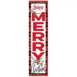 Jardine - Nebraska Huskers 12'' x 48'' Outdoor Christmas Leaner - White