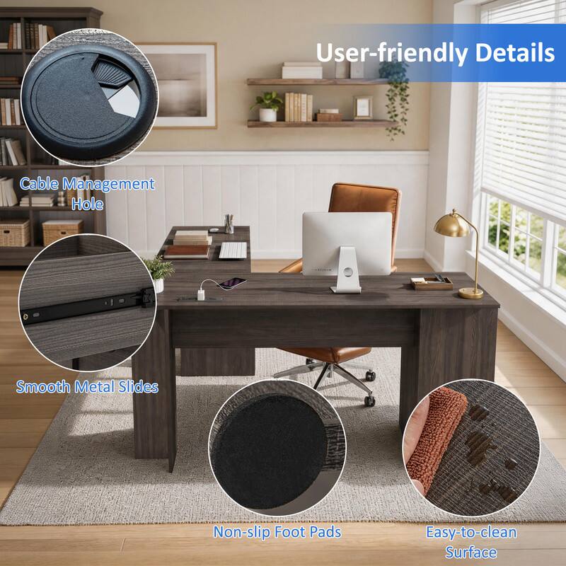 User-friendly Details  
Cable Management Hole  
Smooth Metal Slides  
Non-slip Foot Pads  
Easy-to-clean Surface