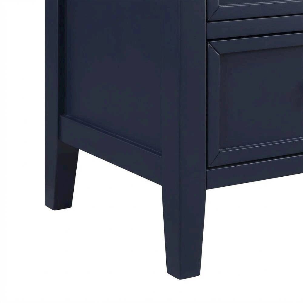 Alt View 1. FurniFact - Midnight Blue Nightstand with 2 Drawers and Modern Design - Midnight Blue.