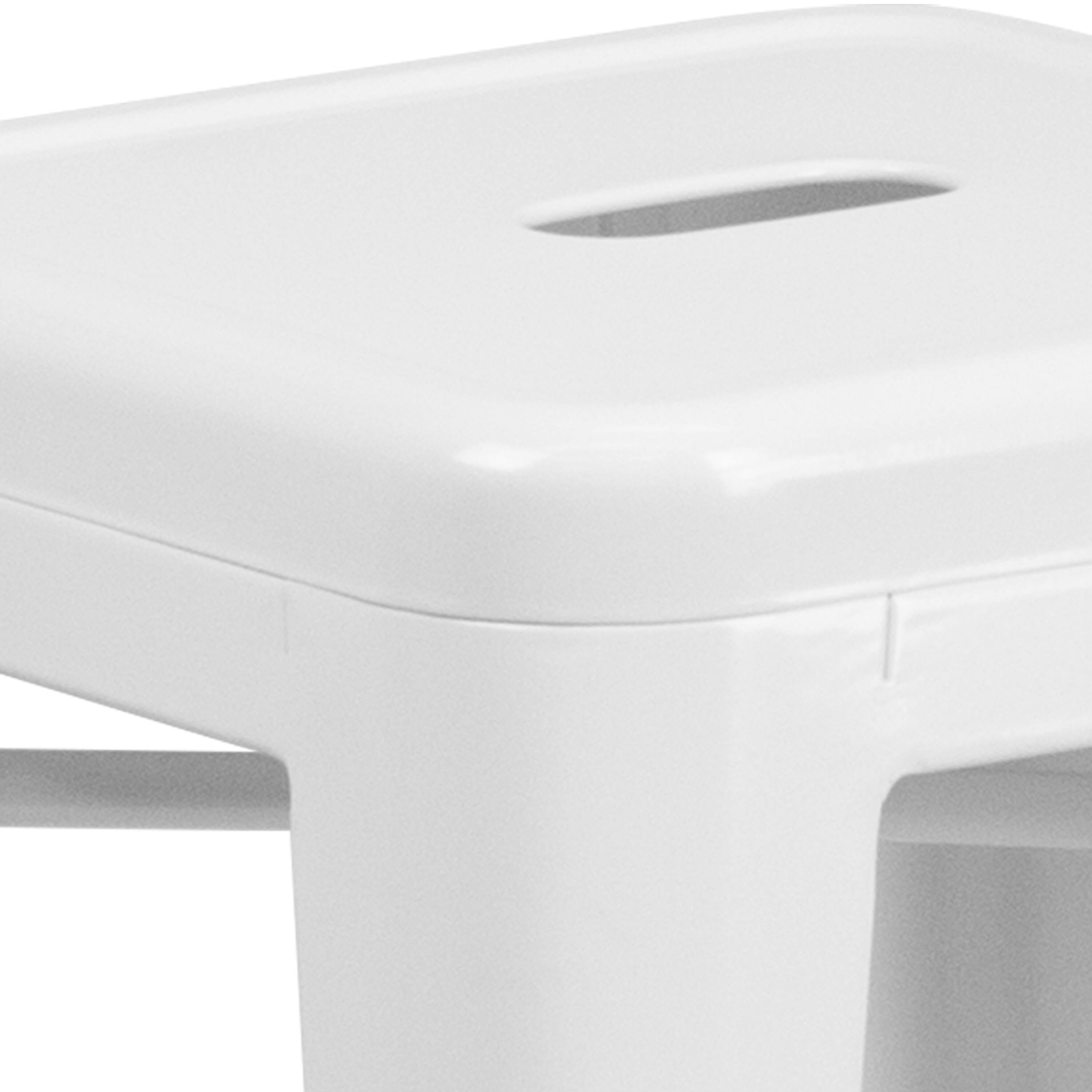 Alt View 5. Emma + Oliver - Commercial Grade 24"H Backless Metal Indoor-Outdoor Counter Stool w/ Square Seat - White.