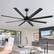 Front. Breezary - 72-In Large Ceiling Fan with 8 Aluminum Blades, DC Motor, 6-Speed Remote with Timer, 2 Downrods, Light/No Light Option - Black (Without Light).