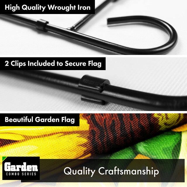 - High Quality Wrought Iron
- 2 Clips Included to Secure Flag
- Beautiful Garden Flag
- Quality Craftsmanship

Garden COMBO SERIES