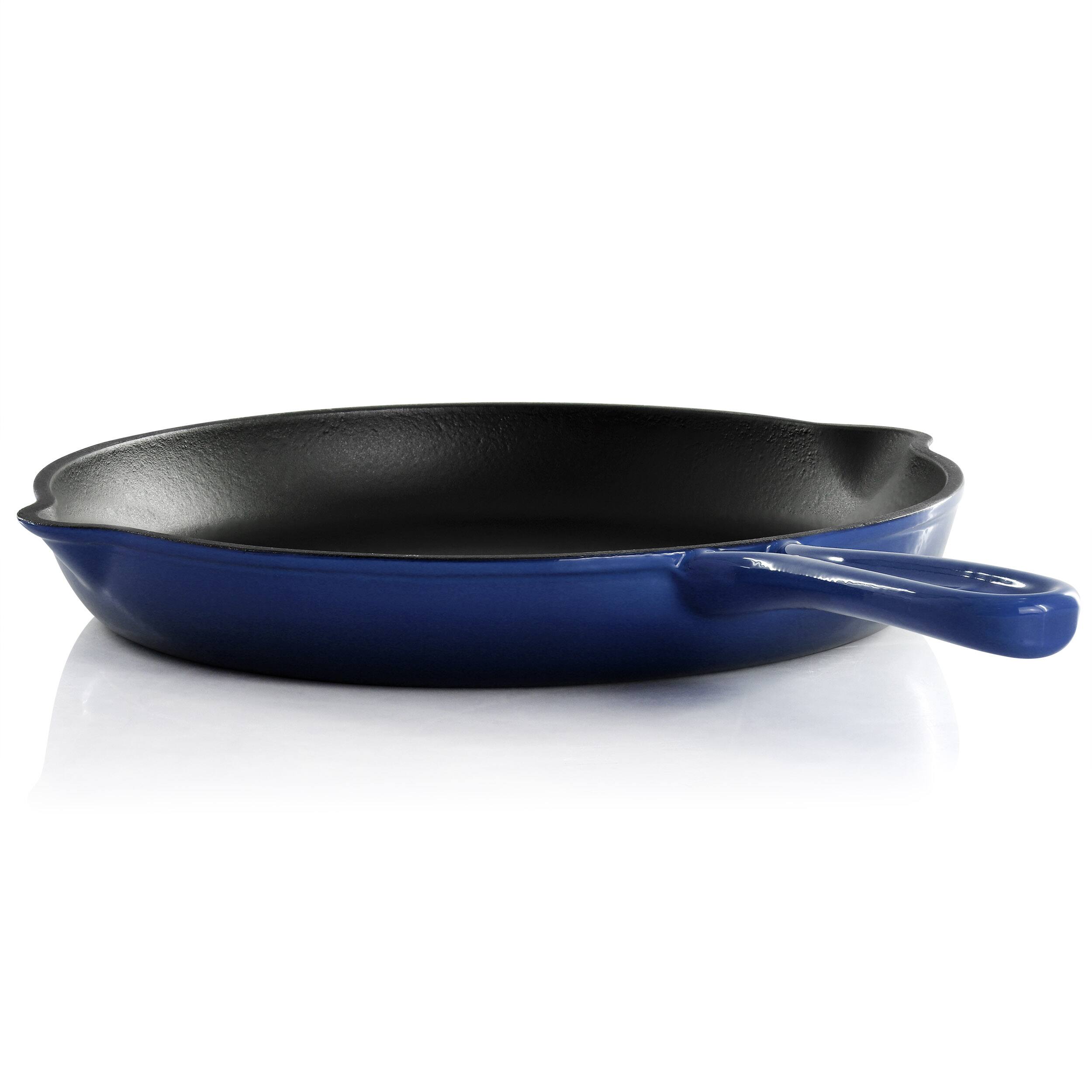 Alt View 1. Mega Chef - MegaChef Round 10.25 Inch Enameled Cast Iron Skillet in Gradient Dark Blue - Dark Blue.
