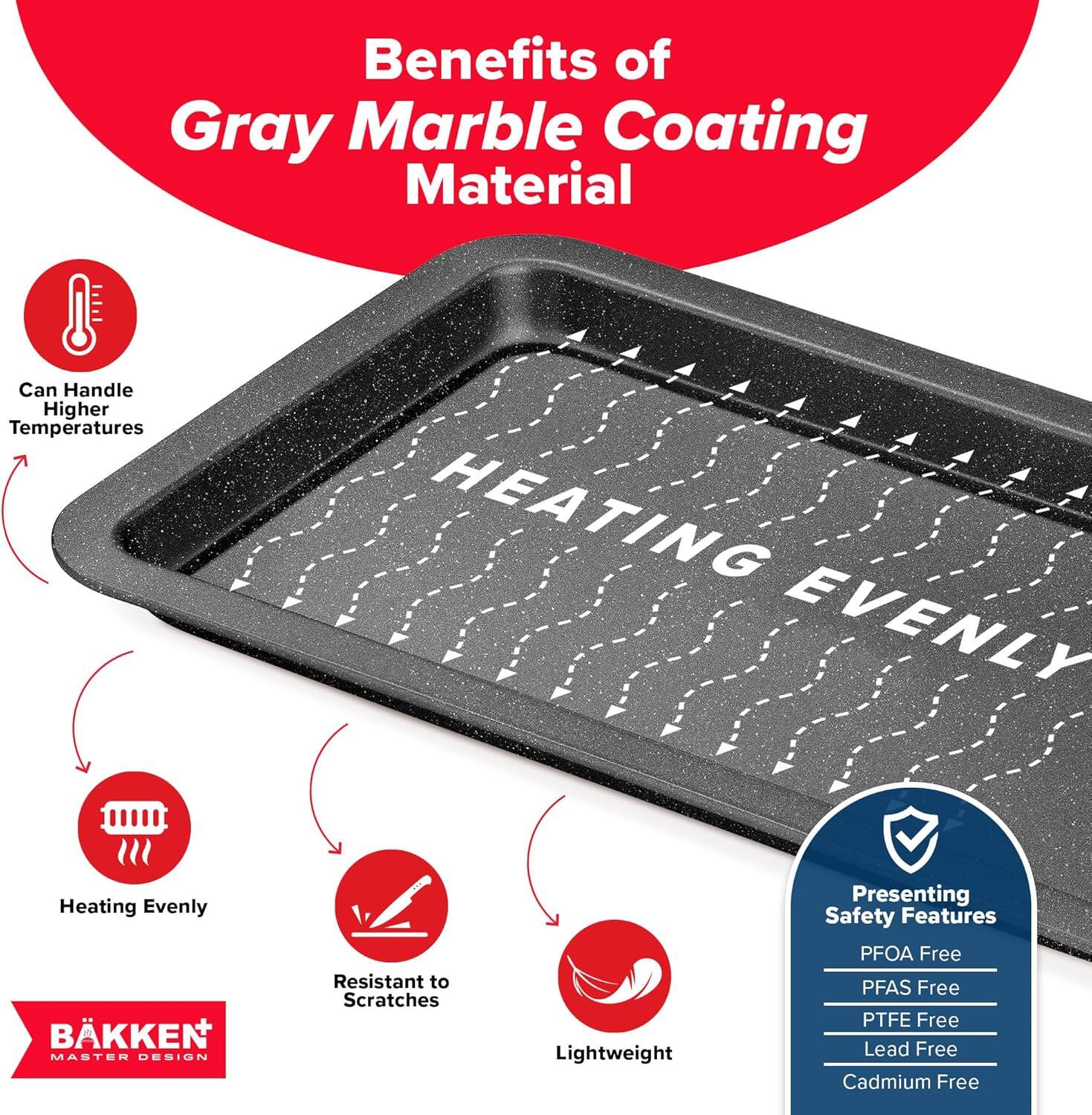 Benefits of Gray Marble Coating Material

Can Handle Higher Temperatures
Heating Evenly
Resistant to Scratches
Lightweight
Presenting Safety Features
PFOA Free
PFAS Free
PTFE Free
Lead Free
Cadmium Free