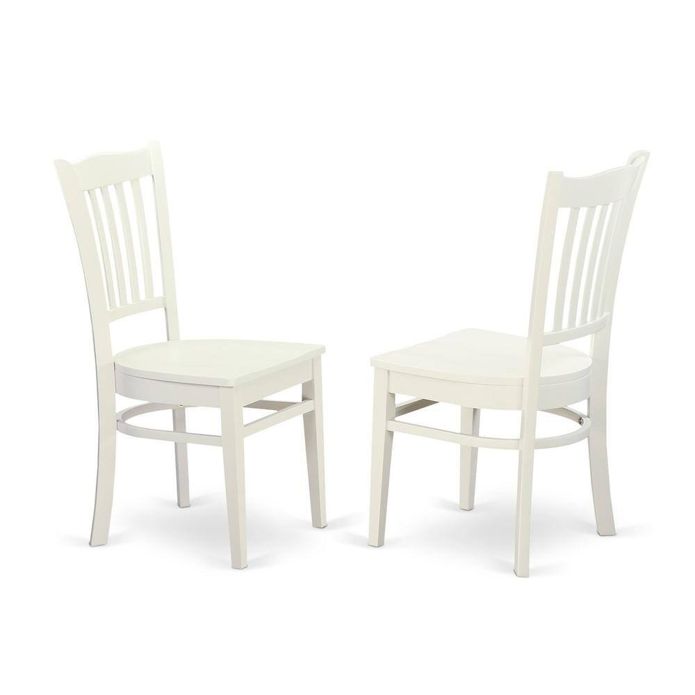Angle. FurniFact - Set of 2 White Wooden Dining Chairs for Kitchen and Dining Room - Linen White.