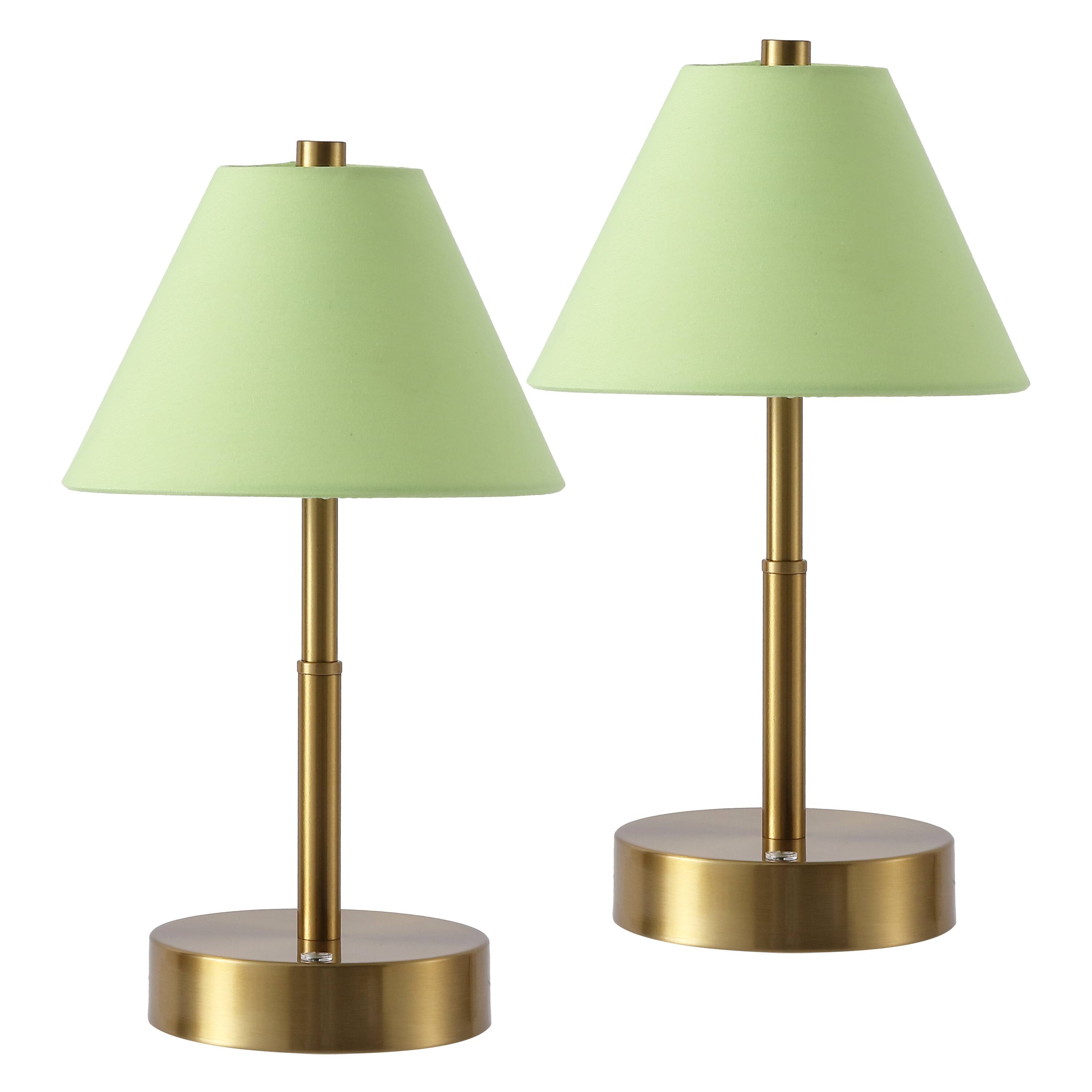 Alt View 7. Jonathan Y - Cordelia 11.13" Metal Candlestick Rechargeable Table Lamp Set of 2 Brass Gold with Green Shade and Touch Sensor Dimmer - Brass Gold.