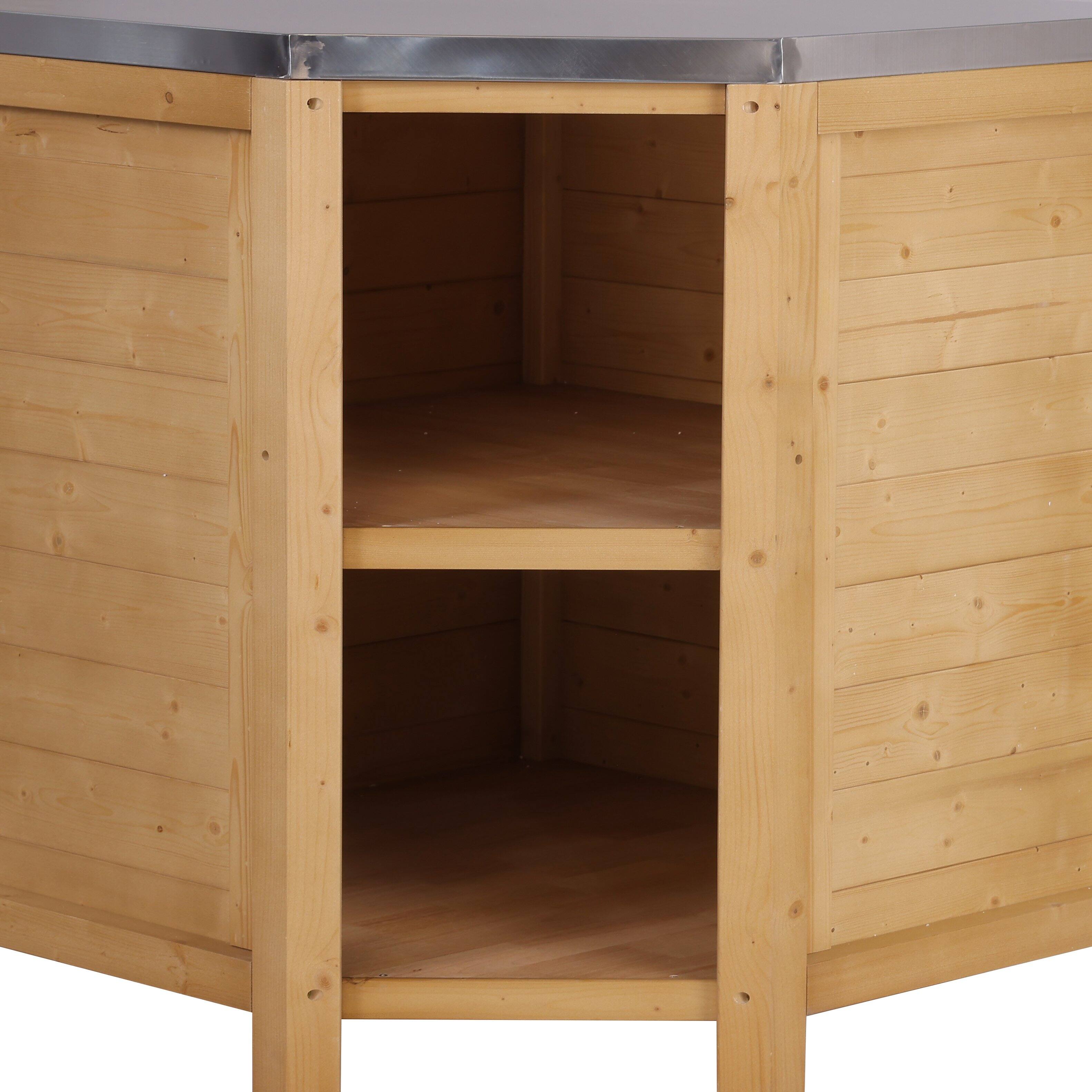 Alt View 2. Famapy - Modular Solid Cedar Outdoor Kitchen Cabinets - All-Weather Storage with Stainless Steel Top for Patio, Grill Station - Wooden.