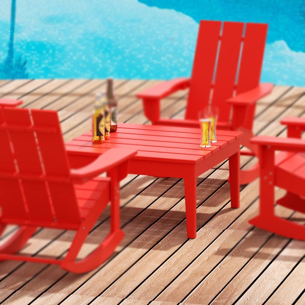 Angle. WestinTrends - WestinTrends Ashore Outdoor Patio Modern Adirondack Conversation Table - Red.