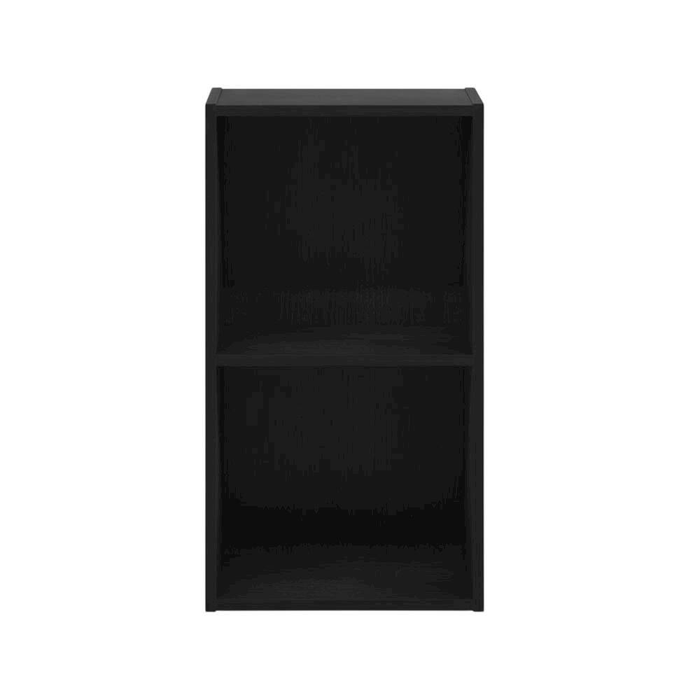 Back. FurniFact - Wood Bookcase with Multiple Shelves for Storage and Display - Blackwood.