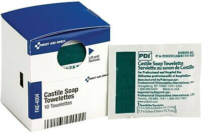 **Castile Soap Towlettes**

**FAE-4004**

**10 Towlettes**

**First Aid Only**

**Lift and Remove**

**Castile Soap Towlette**

**Serviette au savon de Castille**

**For Professional and Hospital Use**

**Utilisation professionnelle et hospitalière**

**Manufactured by:**
Professional Disposables International, Inc.
Orangeburg, NY 10962-1376 USA
1-800-999-6423

**Made in USA**

**Imported by:**
Professional Disposables International, Ltd.
Toronto, ON M1V 1B1, Canada
1-800-263-7067

**Reorder No.:**
D41900

**N° de RENOUVELLEMENT:**
D41900

**Size:**
7.7 x 5.0 in (99.6 x 12.7 cm)