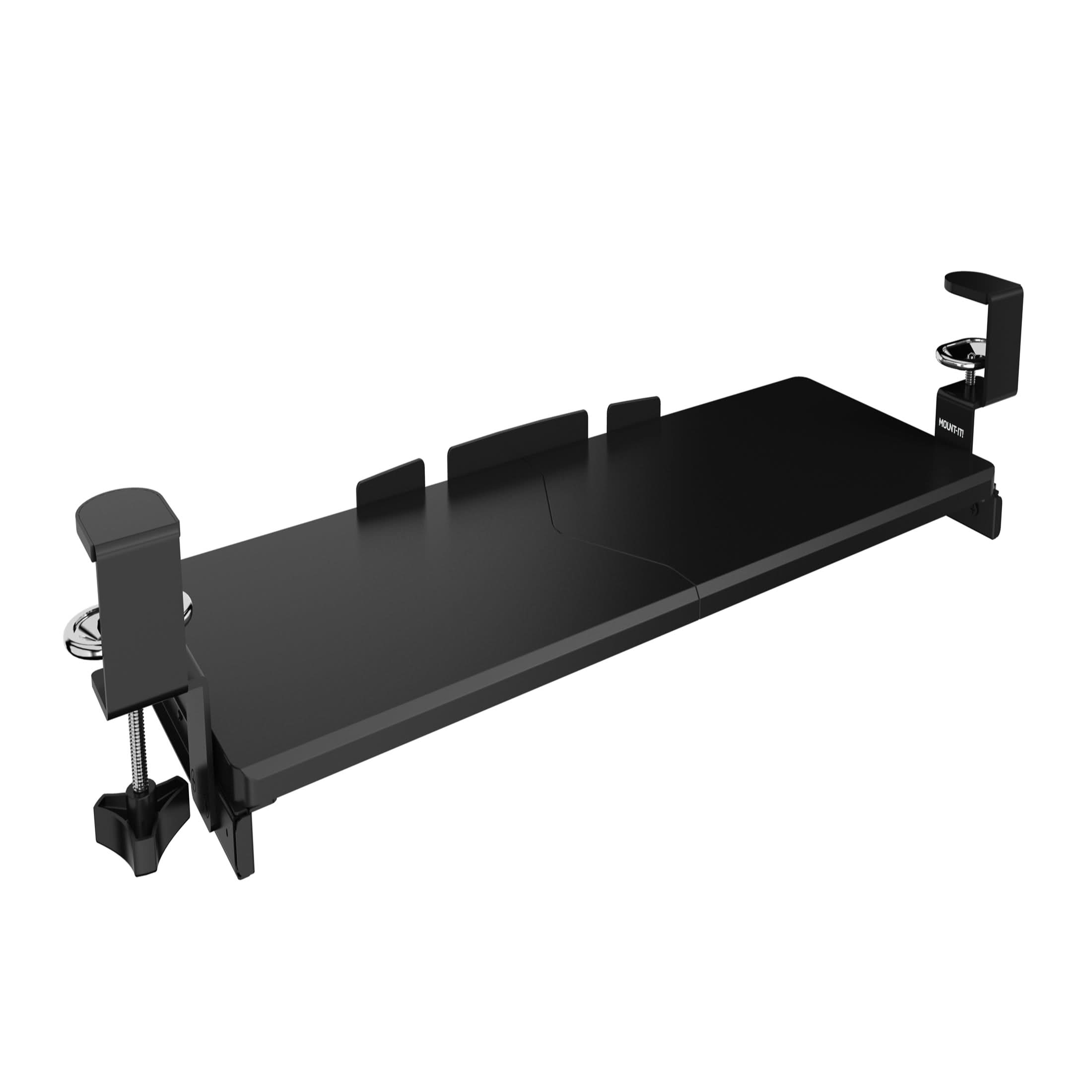 Alt View 4. Mount-It! - Clamp-On Keyboard Tray 30" x 11" – Adjustable Under-Desk Ergonomic Platform, Black - Black.