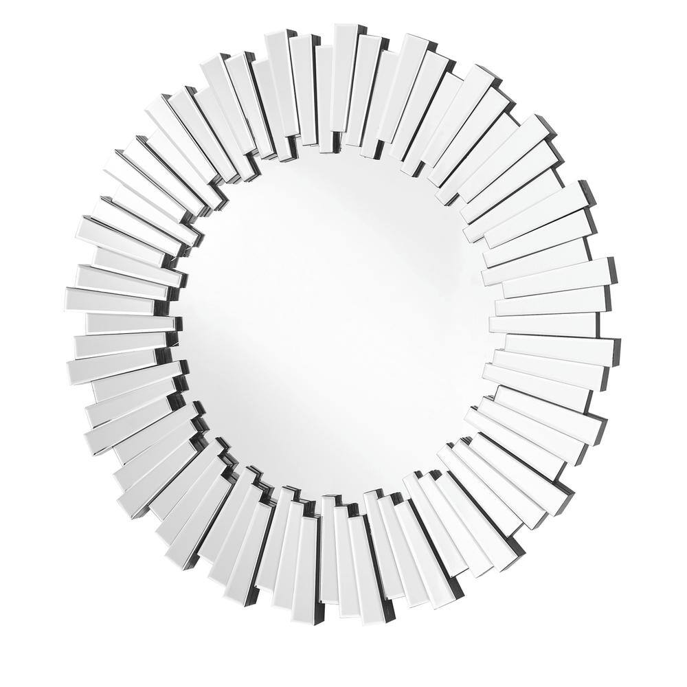 Left. Elegant Decor - Sparkle 39.5 in. Contemporary Round Mirror in Clear - Clear.