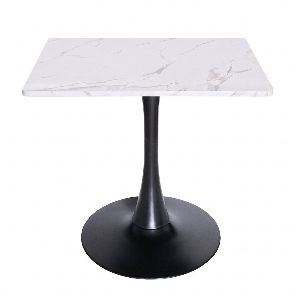 Alt View 3. LeisureMod - Bristol 31" Square Kitchen Table, White Top, Black Base, Modern Dining Table for Small Spaces - White.