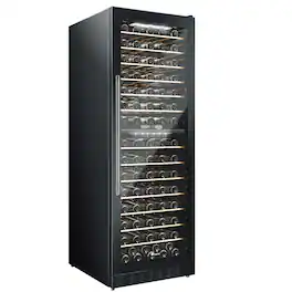 KingChii - 163-Bottle Dual Zone Wine Cooler Refrigerator with Professional Compressor Cooling - Black