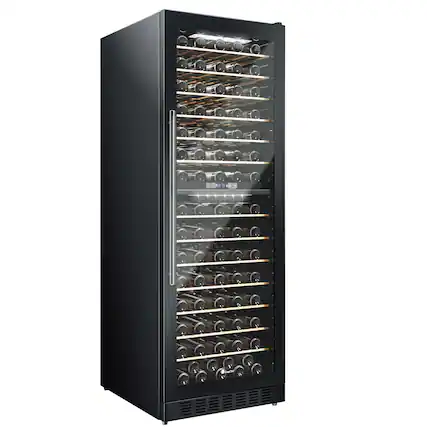 Front. KingChii - 163-Bottle Dual Zone Wine Cooler Refrigerator with Professional Compressor Cooling - Black.