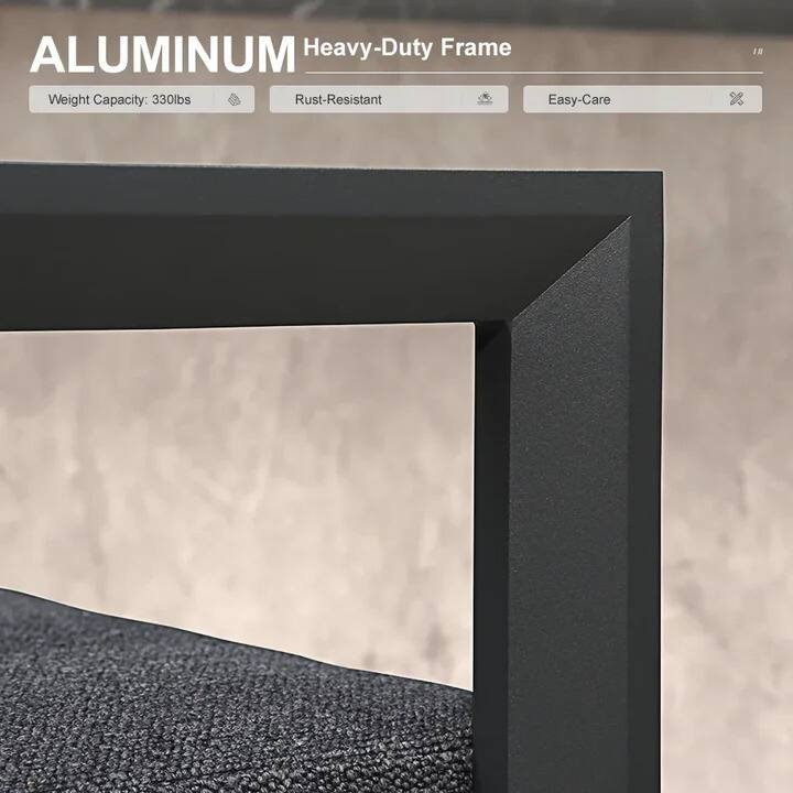 ALUMINUM Heavy-Duty Frame  
Weight Capacity: 330lbs  
Rust-Resistant  
Easy-Care