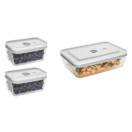 Front. ZWILLING - ZWILLING Fresh & Save 3-pc Glass Food Storage Vacuum Containers Meal Prep Container - Small & Large Containers - Clear.