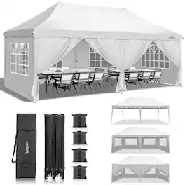 Winado - 10x20 Pop Up Canopy Tent with Sidewalls, Commercial Outdoor Canopy Tent Pop Up Gazebo Party Tent Wedding Tents with Sand